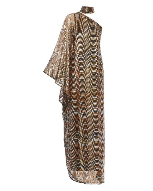‎Taller Marmo Metallic Glaum One-Shoulder Midi Dress