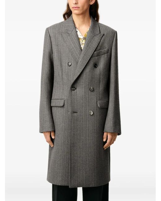 AMI Gray Wool Coat for men