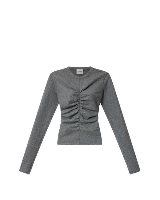 Isabel Marant Gray Ruched Long-Sleeve Top