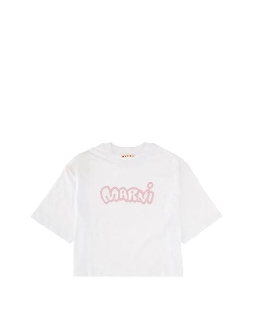 Marni White Logo-Print T-Shirt