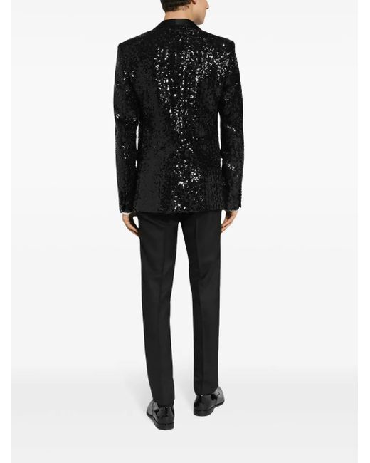 Dolce & Gabbana Black Sequined Tuxedo Jacket for men