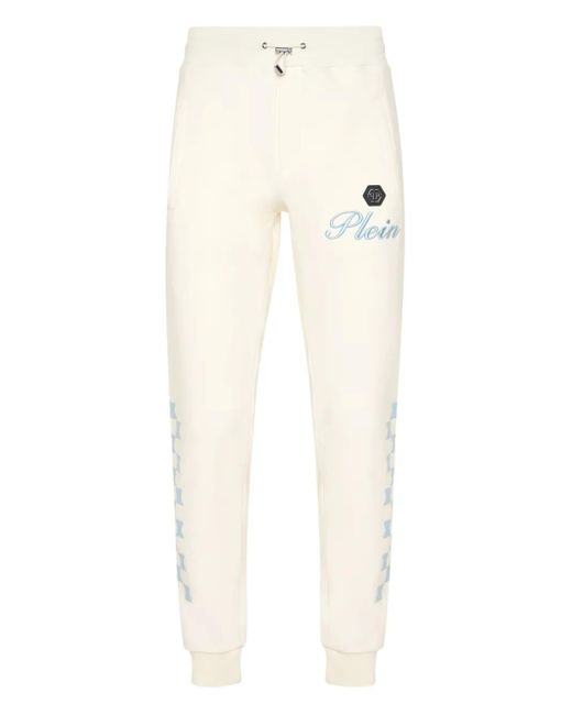 Philipp Plein White Logo-Patch Track Pants for men
