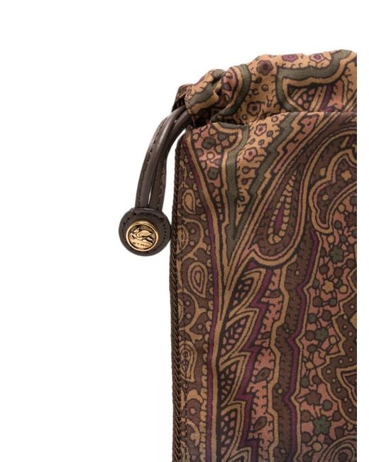 Etro Brown Paisley-Print Drawstring Tote Bag