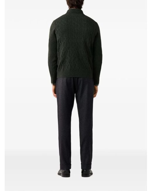 Hackett Black Cable-Knit Quarter-Zip Sweater for men