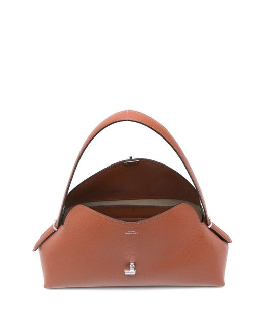 Totême  Pink Sac Porté Épaule En Cuir Grainé À Fermoir T