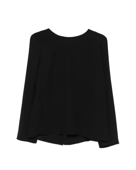 P.A.R.O.S.H. Black Long-Sleeve Boat-Neck Blouse