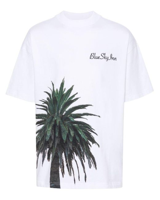 T-shirt en coton à imprimé palmier BLUE SKY INN pour homme en coloris White