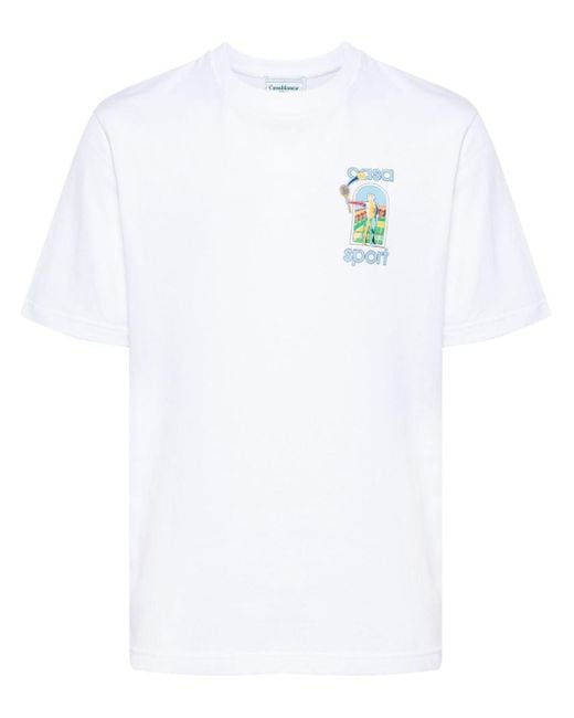 Casablancabrand White Le Jeu-print Cotton T-shirt for men