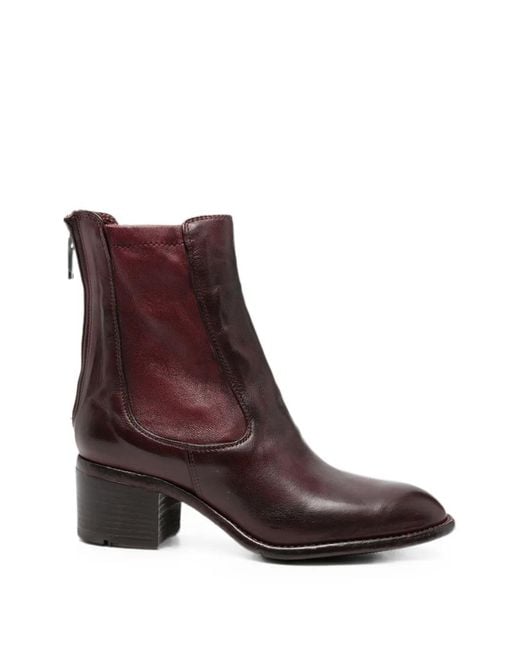 LEMARGO Brown Rear-Zip Leather Ankle Boots
