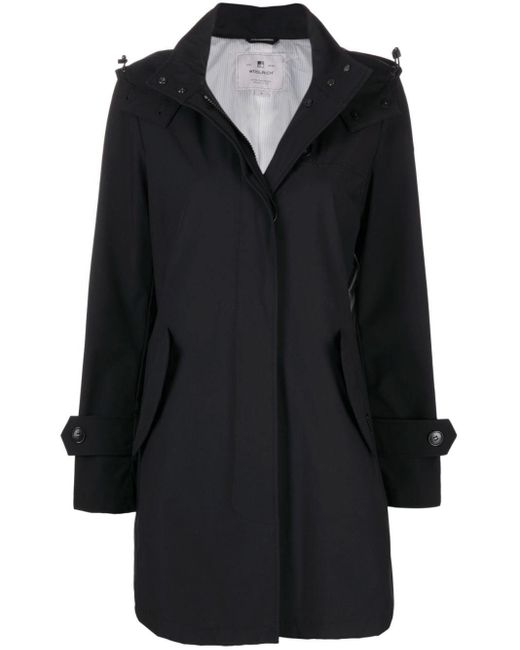 Woolrich Black Hooded Zip-front Coat