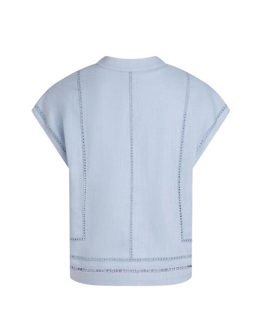 Karl Lagerfeld Blue Embroidered-Detail Blouse
