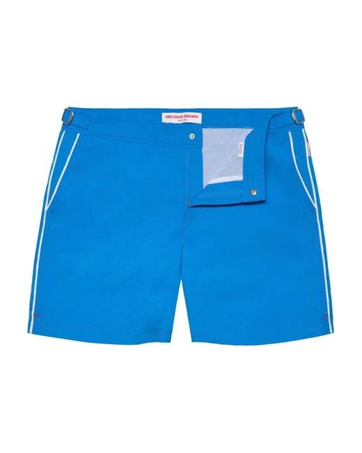 Orlebar Brown Blue Bulldog Piped-Trim Swim Shorts for men