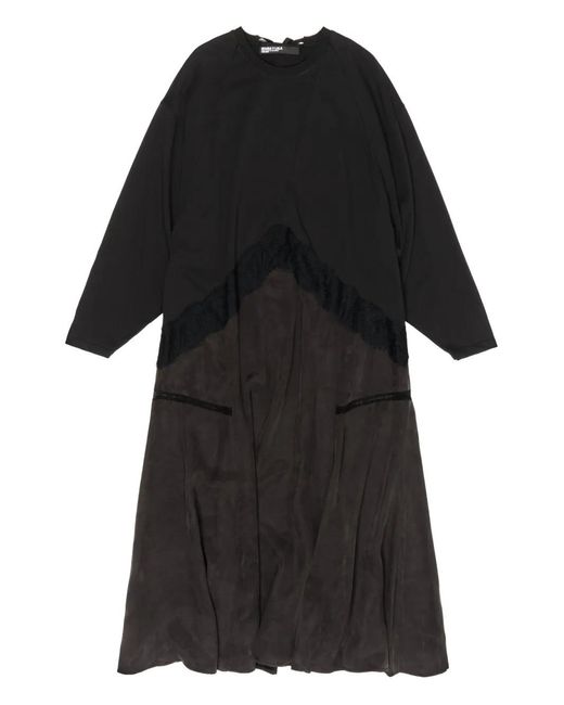 Bimba Y Lola Black Lace-Trim Panelled Maxi Dress