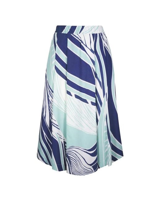 Antonelli Blue Printed Midi Skirt