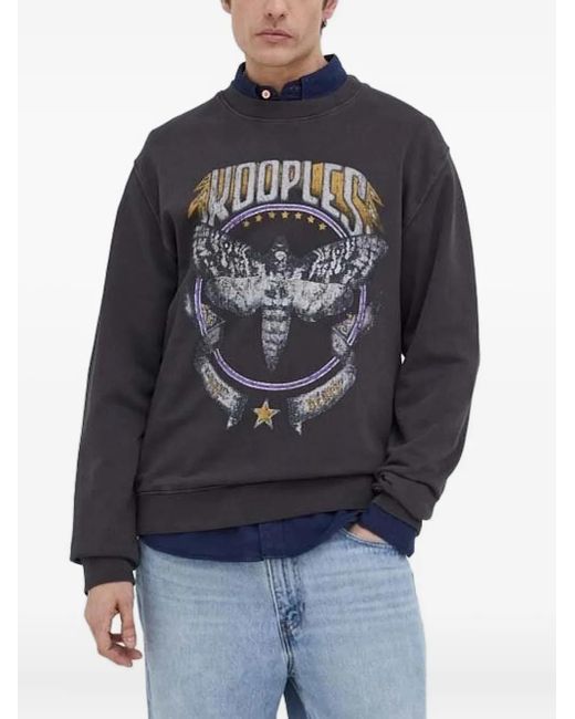 The Kooples Blue Moth-Print Sweatshirt for men