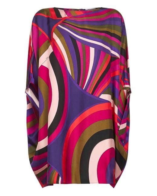 Emilio Pucci Pink Abstract-Pattern Print Cape Dress