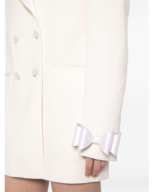 Mach & Mach White Bow-embellished Wool Blazer Dress