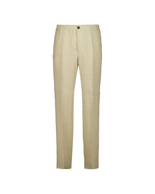 Ferragamo Natural Washed Linen Trousers for men
