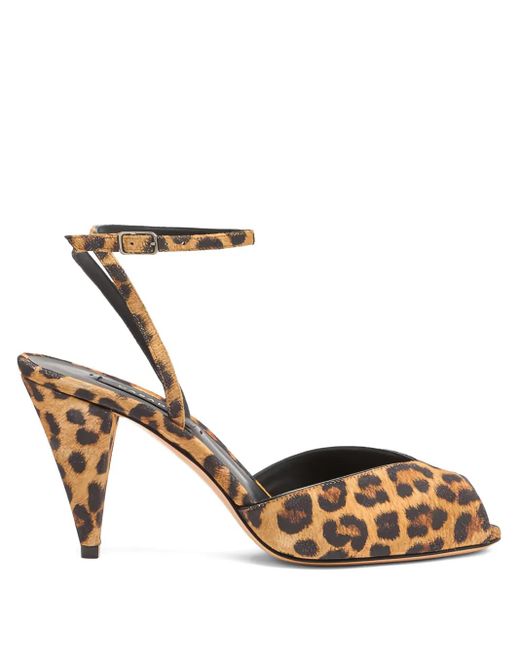 Casadei Metallic 80Mm Venus Malesia Leopard-Print Ankle-Strap Sandals