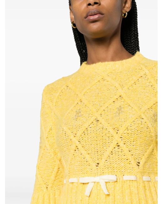 Cormio Yellow Pullover Mit Blumenstickerei