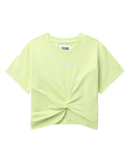 Izzue Yellow Twist-detail Cotton T-shirt
