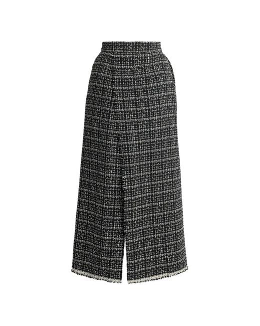 Erdem Gray Tweed Frayed-Edge Skirt