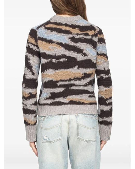 Zadig & Voltaire Black Merinowolle Jacquard Rundhalsausschnitt Pullover