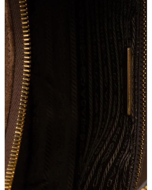 Prada Brown Large Fold Suede Shoulder Bag