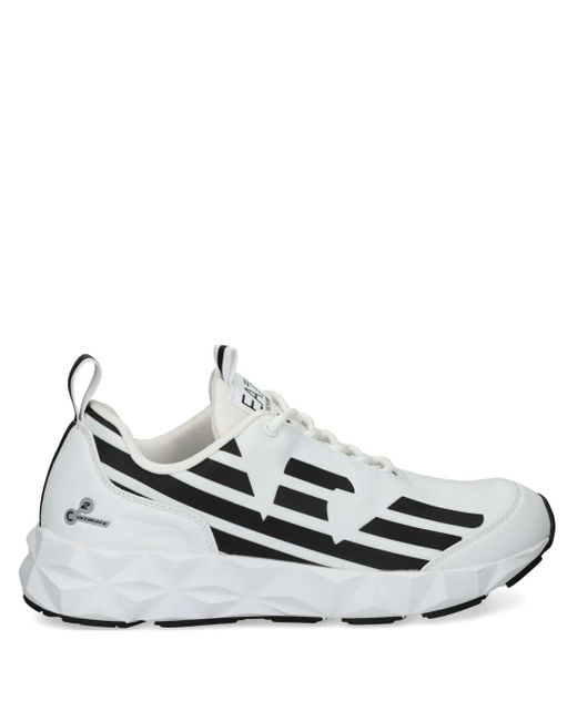EA7 White Logo-Print Sneakers for men