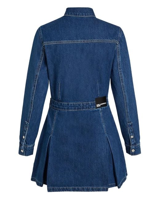 Robe En Jean Plissée À Détails De Clous Karl Lagerfeld en coloris Blue