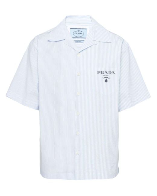 Chemise en coton à rayures Prada pour homme en coloris White