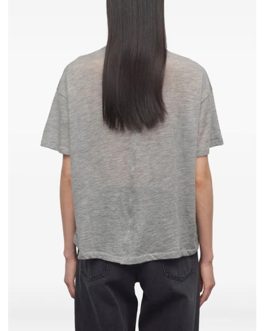 The Row Gray Short-Sleeve Cashmere T-Shirt