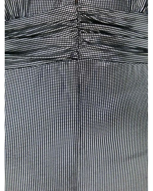 Notes Du Nord Gray Puff-Sleeve Metallic Midi Dress