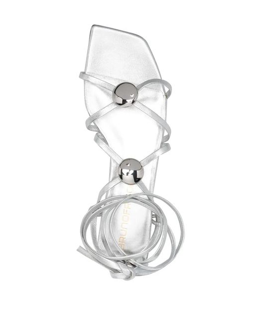 Bruno Frisoni White Square-Toe Strappy Sandals