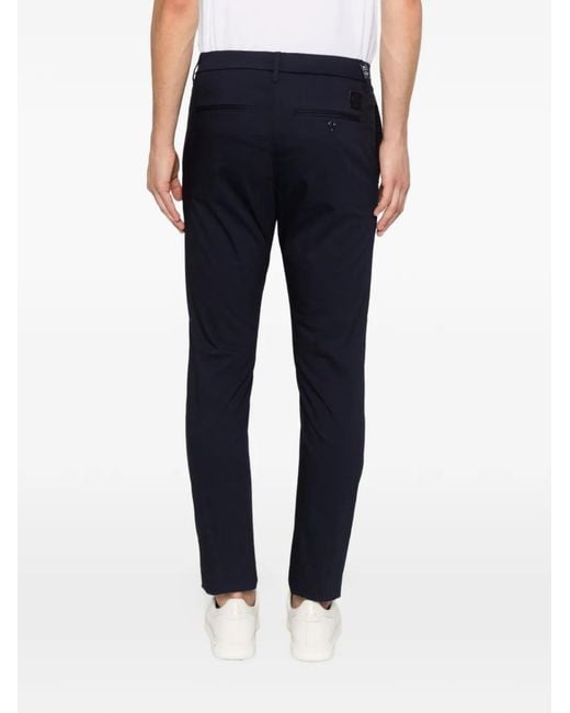 Jacob Cohen Blue Night Cotton Blend Tapered Leg Trousers With Logo Patch On The Back for men