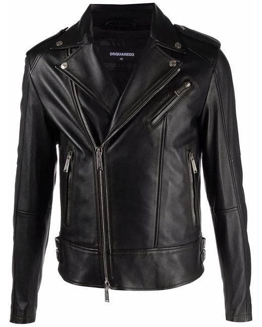 DSquared² Kiodo Leren Bikerjack in het Black voor heren