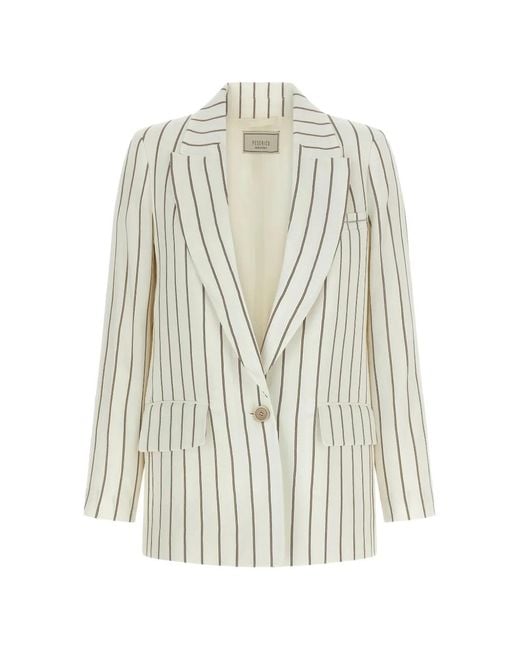 Peserico White Pinstriped Single-Breasted Blazer