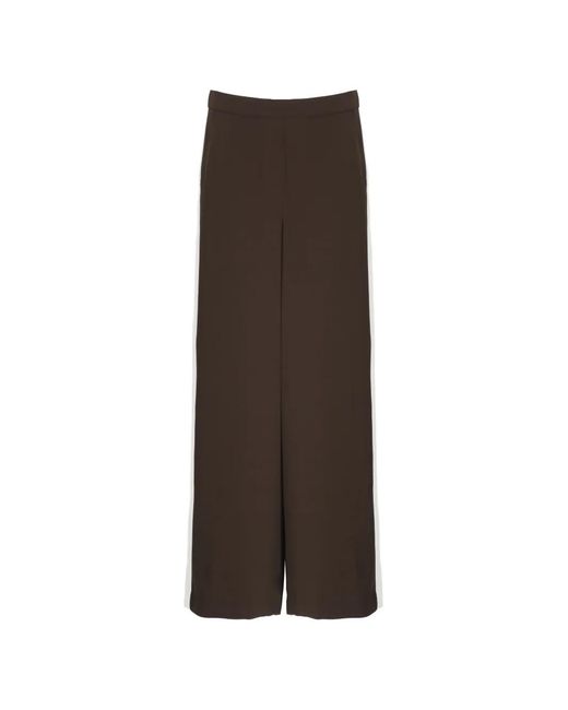 P.A.R.O.S.H. Brown Stripe-Detail Palazzo Pants