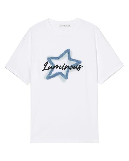 B+ AB White Star-appliquéd Cotton T-shirt