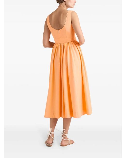 Cinq À Sept Orange Robe Drapée Kilah À Coupe Mi-Longue