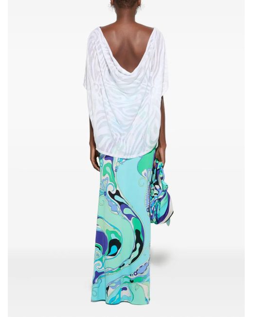 Emilio Pucci White Abstract-print jersey dress