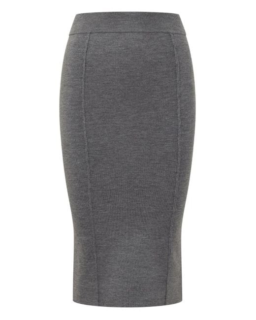 Pinko Gray Degustazione Wool-Blend Midi Skir And Fitted