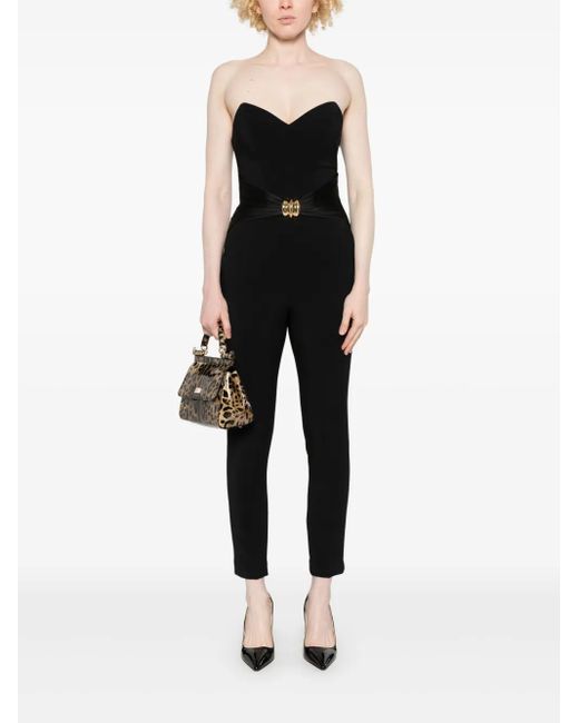 Elisabetta Franchi Black Macro-Bow Crepe Jumpsuit