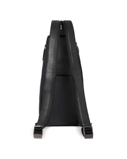 Piquadro Black Modus Restyling Leather Sling Bag for men