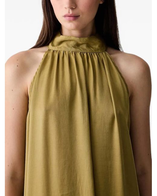 ViCOLO Metallic Halterneck Pleated Maxi Dress
