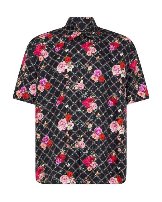 Camilla Red Button Floral-Print Shirt for men