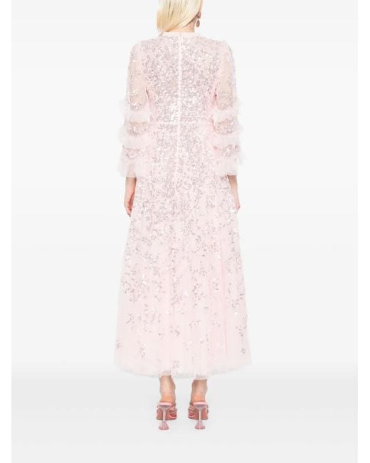 Vestido de fiesta con encaje floral Needle & Thread de color Pink