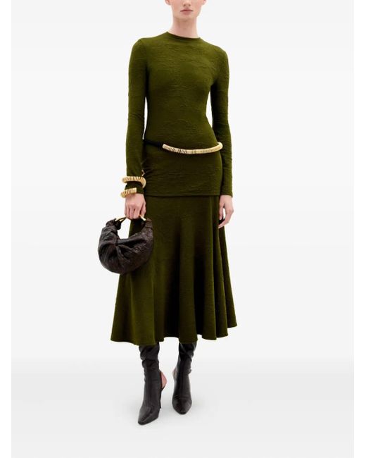Silvia Tcherassi Green Gilda Jacquard-Knit Midi Skirt