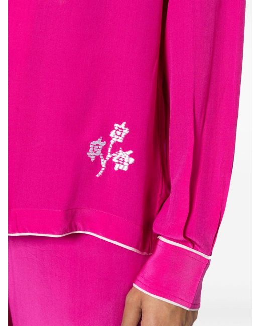 Bode Pink Shadow Jasmine Pyjama-Oberteil