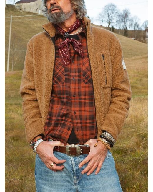 HTC Brown Zip-Up Teddy Jacket for men